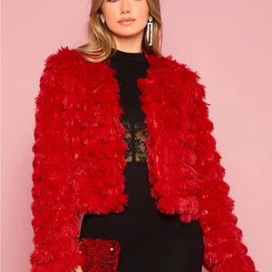 SHEIN Red Fuzzy Jacket
